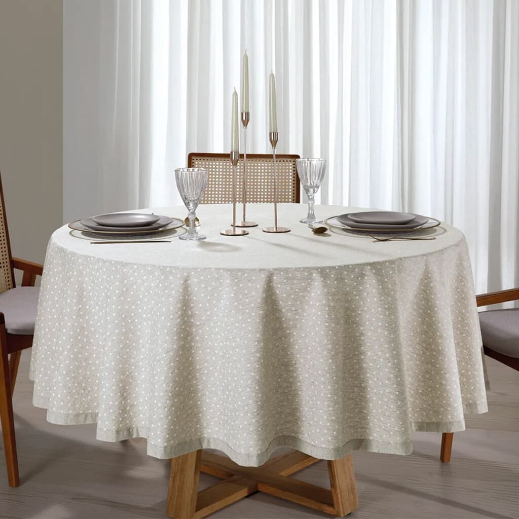 Mantel Redondo Lino Clean Dohler 200 cm - LUNARES - 1