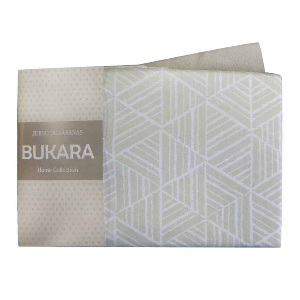 Juego Sábanas 1 Plaza Bukara 100% Microfibra - 239-01 GEOM BEIGE - 2