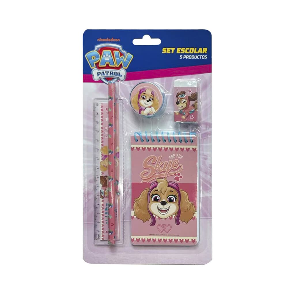 Set x 5 Útiles Escolares con Libreta de Rulo Paw Patrol - ROSA