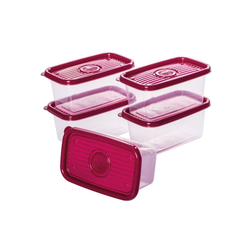 Pack x 5 Recipientes Rectangulares POP 380 ml - BORDO - 1