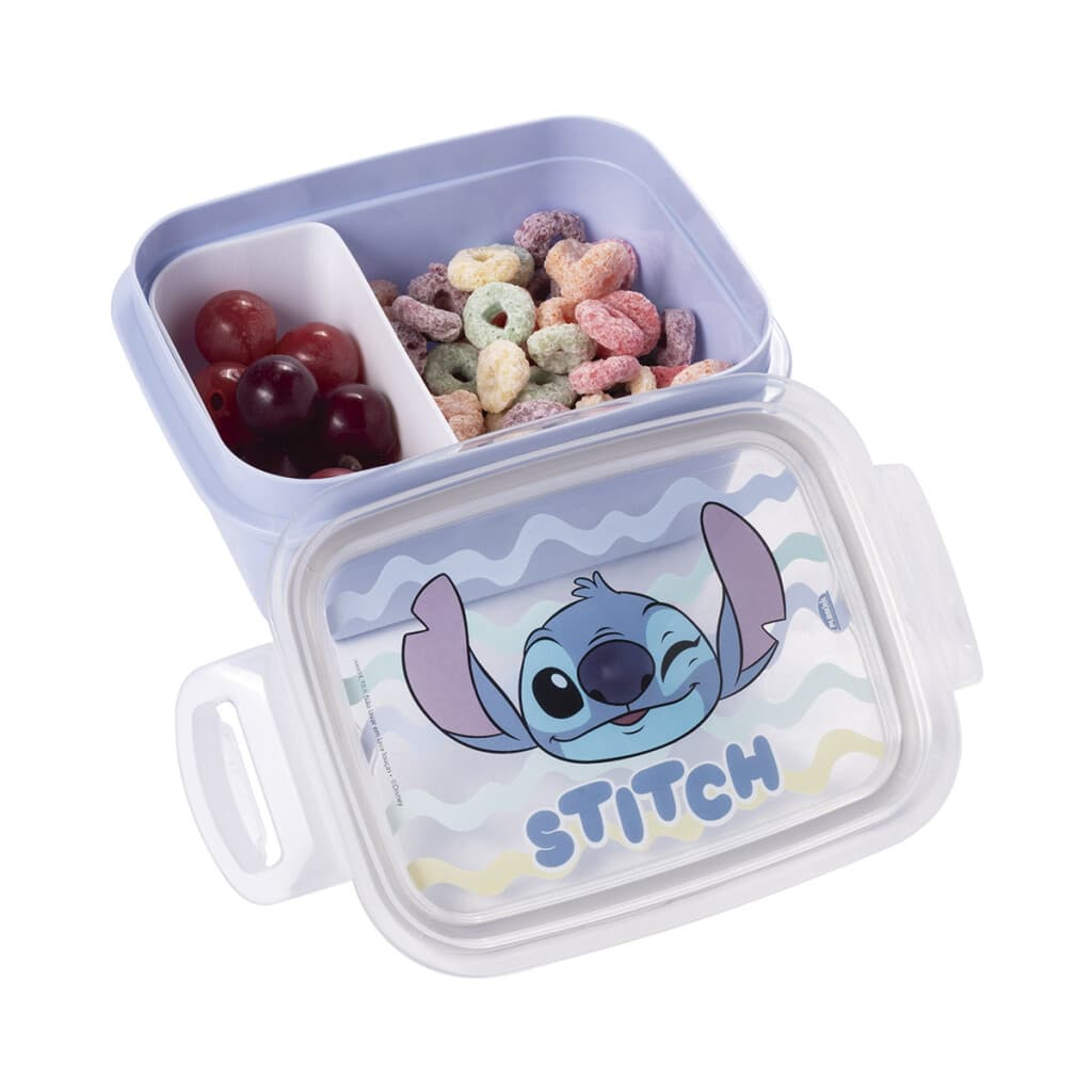 Pote Plástico Con Traba y División 630 ml - Stitch - 4