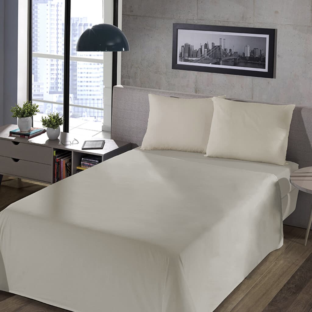 Juego Sábanas King Size Home Class Lisas 180 Hilos 100% Algodón - BEIGE - 1