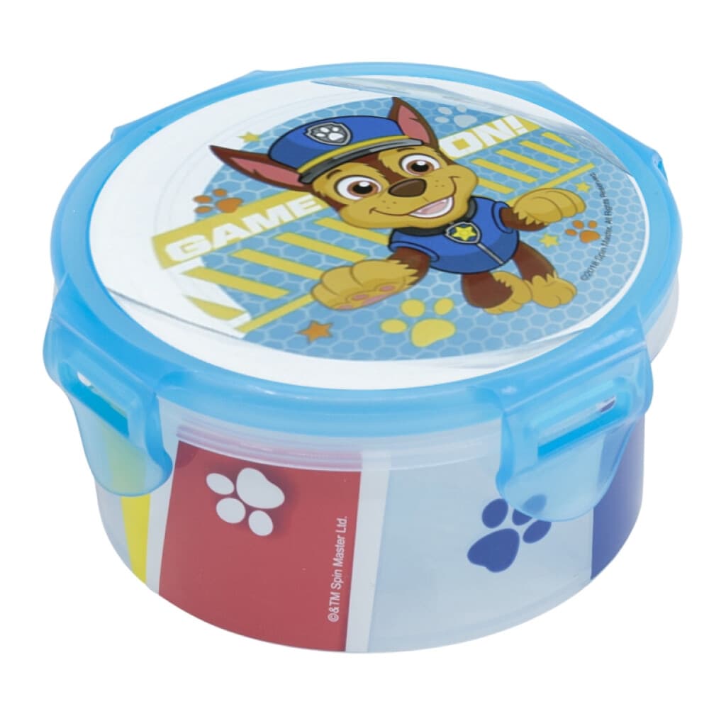 Pote Plástico Redondo con 4 Broches Paw Patrol 270 ml - 1