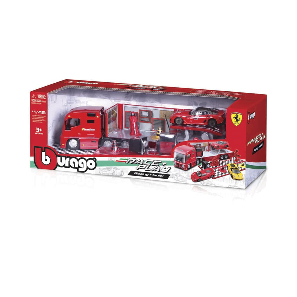 Bburago Camión Transportador de Vehículos Juguete Ferrari Escala 1:43 - 1