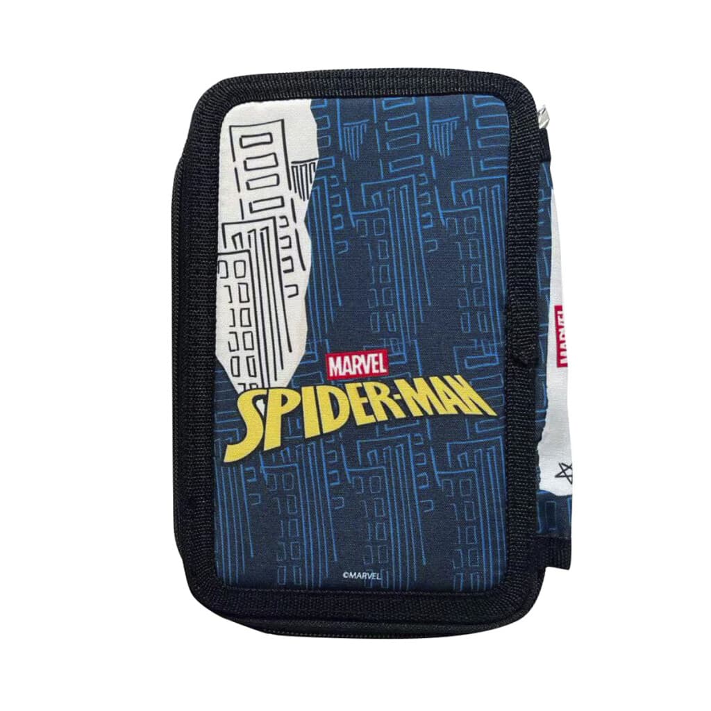 Cartuchera Infantil Spiderman 3 Pisos con Cierre 13 x 20 cm - AZUL/NEGRO - 3
