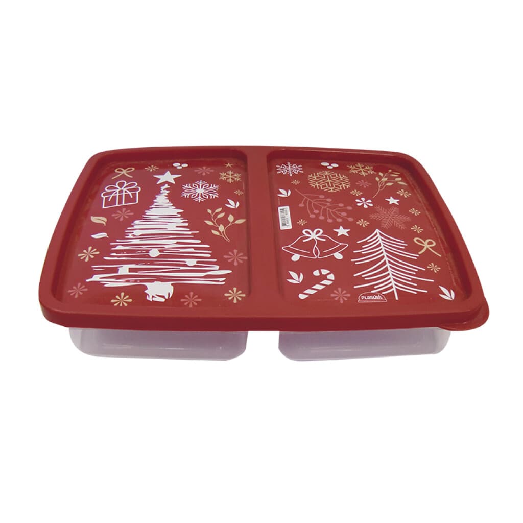 Recipiente con 2 Divisiones Navidad 1,1L - 1