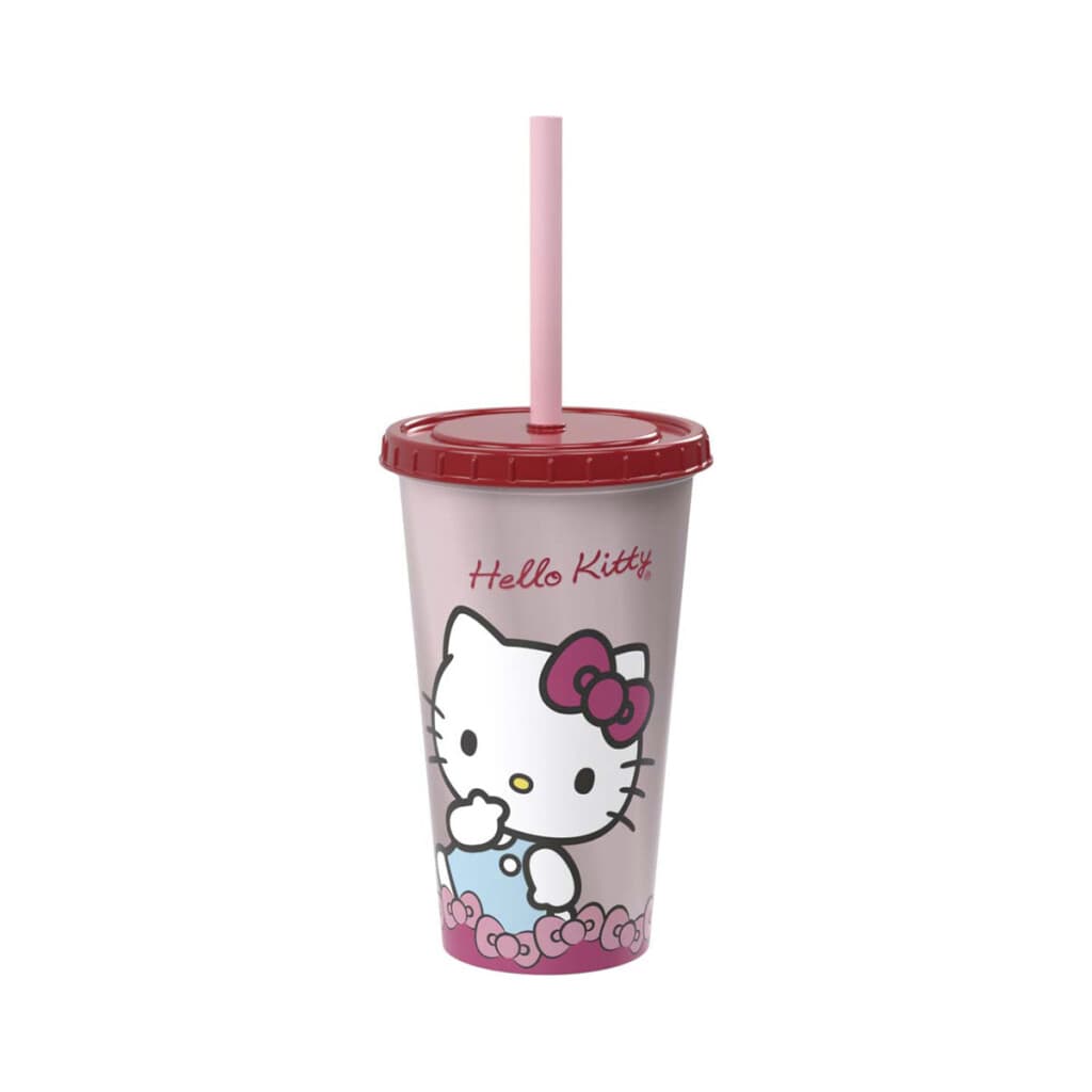 Vaso Plástico con Pajita Hello Kitty 500 ml - 1