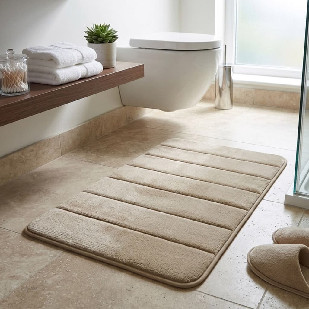 Alfombra Baño con Memoria Home Class Microfibra 43 x 61 cm - BEIGE - 1