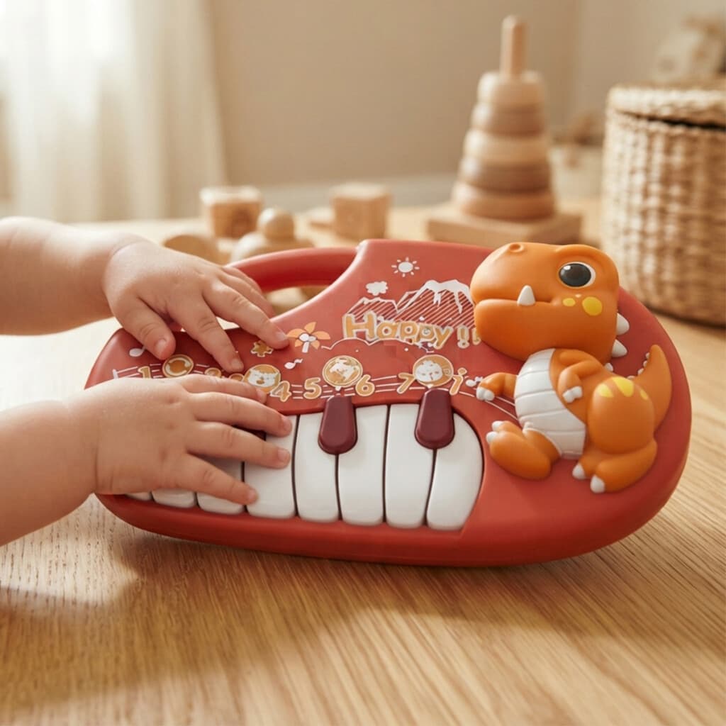 Piano Dinosaurio 3D con Luz y Sonido Colores Surtidos - 1