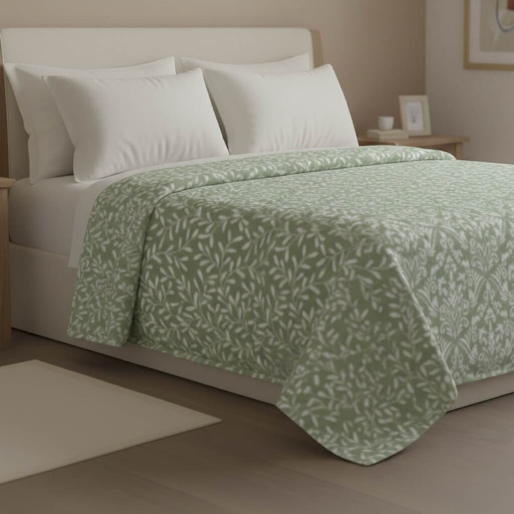 Colcha Estampada Microfibra Richmond 1 Plaza 150 x 240 cm - 311-2 HOJAS VERDE - 1