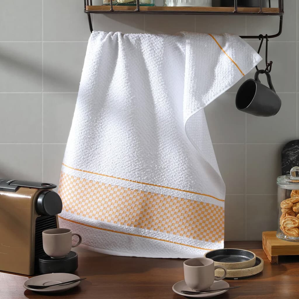 Repasador Dohler Victoria Jacquard 45 x 70 cm - BCO/AMARILLO - 1