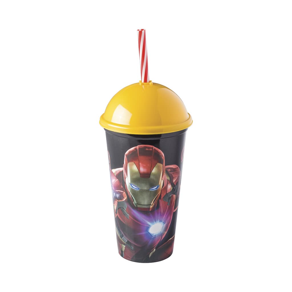 Vaso Plástico Milk Shake con Pajita 500 ml - Ironman - 1