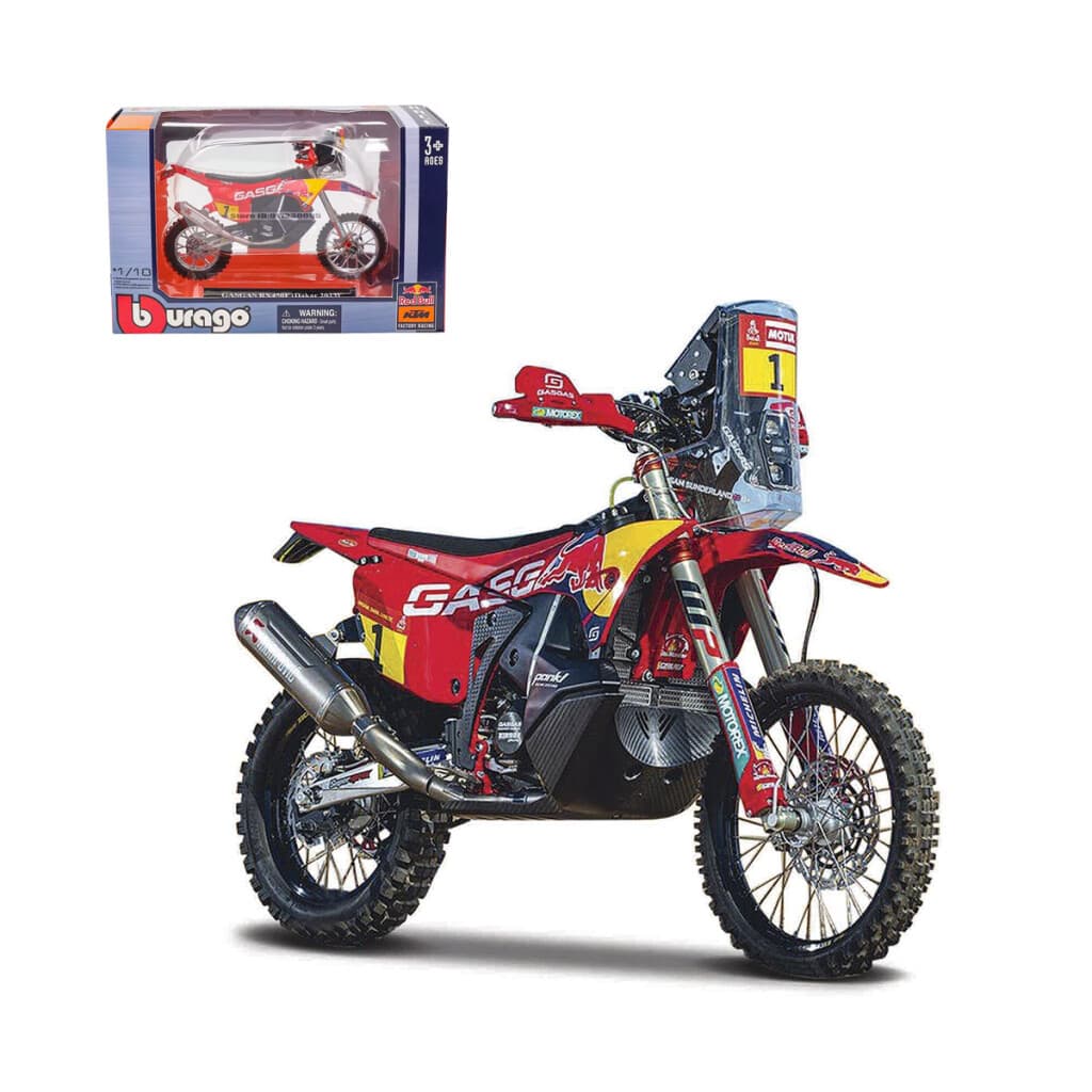 Motocicleta Bburago Gasgas RX450F (Dakar 2023) Escala 1:18 - 1