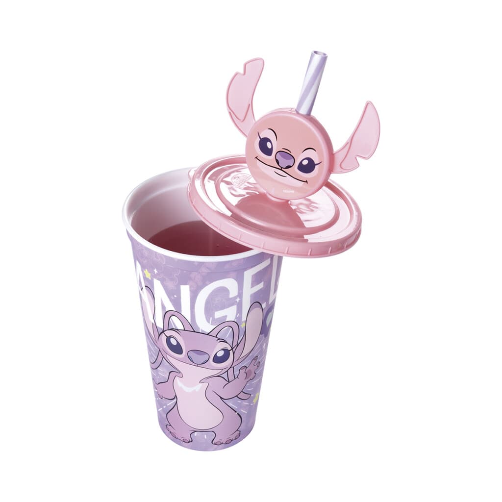 Vaso Plástico Milk Shake con Pin y Pajita Stitch Angel 500 ml - 2