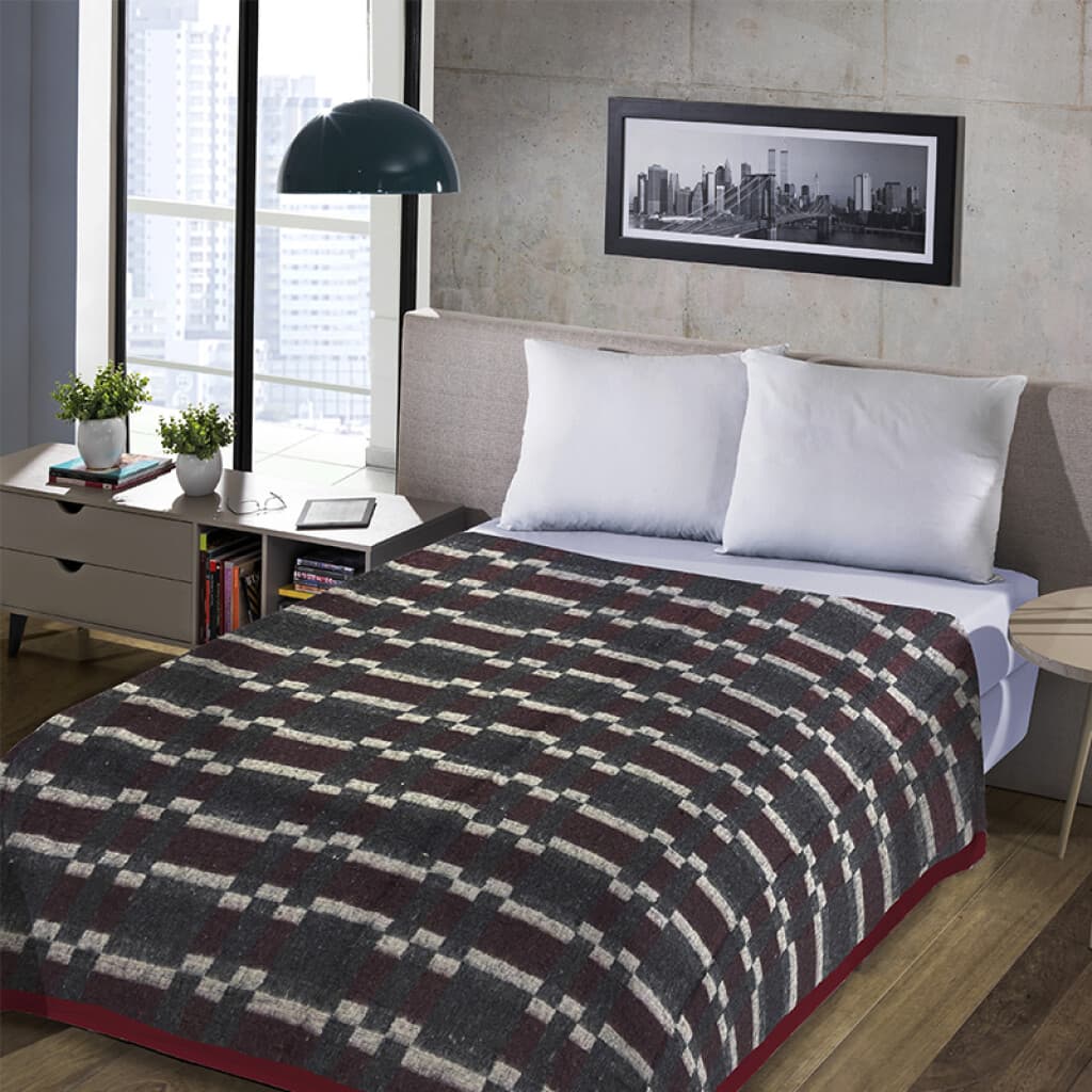 Frazada 2 Plaza Bukara Mora 200 x 210 cm - BORDO/GRIS - 1