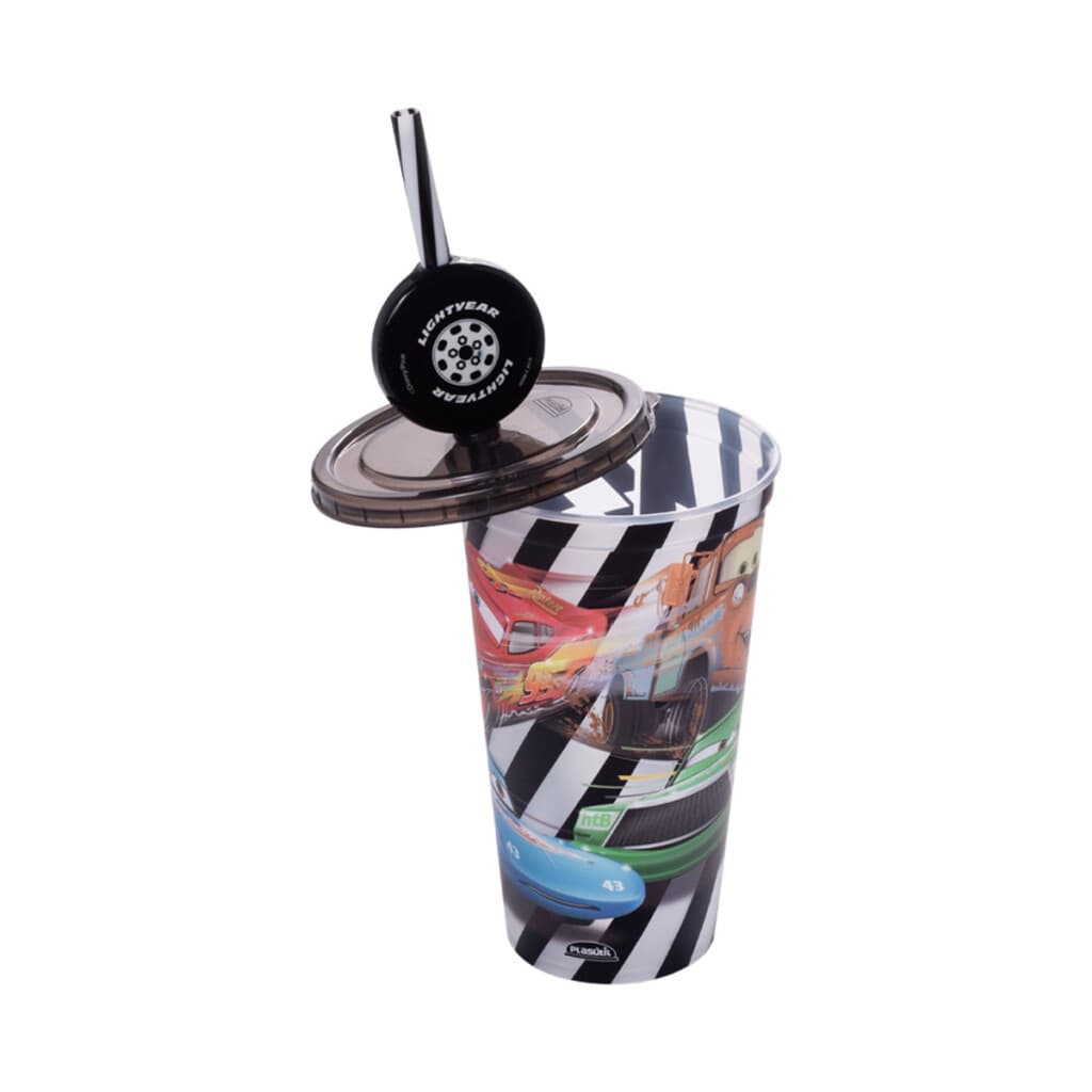Vaso Plástico Milk Shake con Pin y Pajita Cars 500 ml - 2