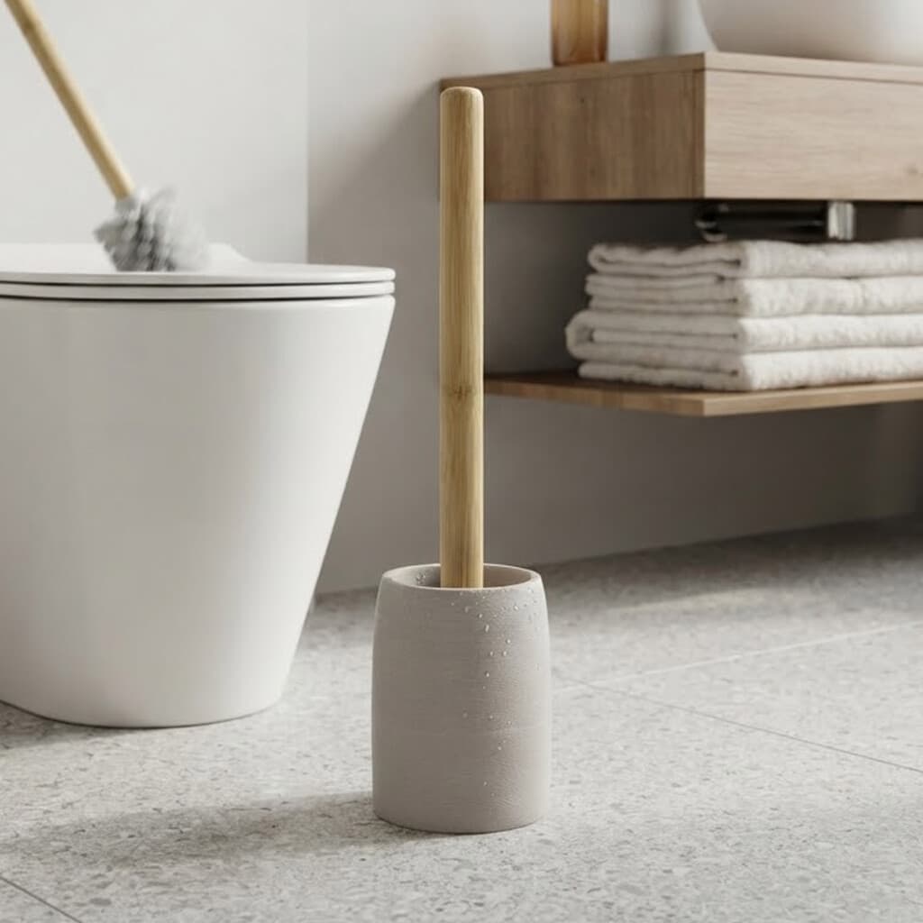 Escobilla Inodoro de Resina y Madera - GRIS - 1