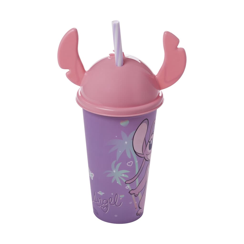 Vaso Plástico Milk Shake con Forma y Pajita Stitch 500 ml - ROSA - 2