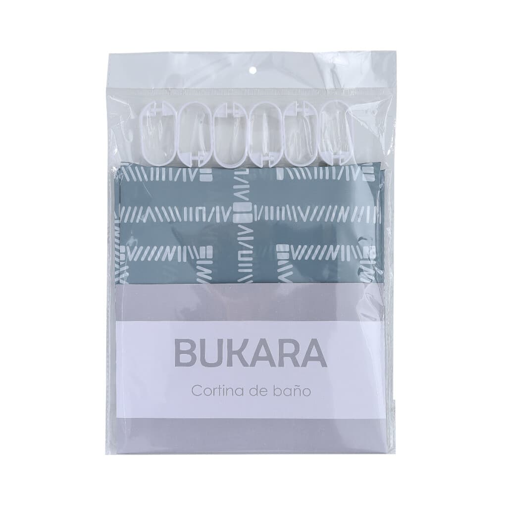 Cortina Baño Bukara con Argollas 180 x 180 cm - 1474 GEOMETRICO MENTA - 2