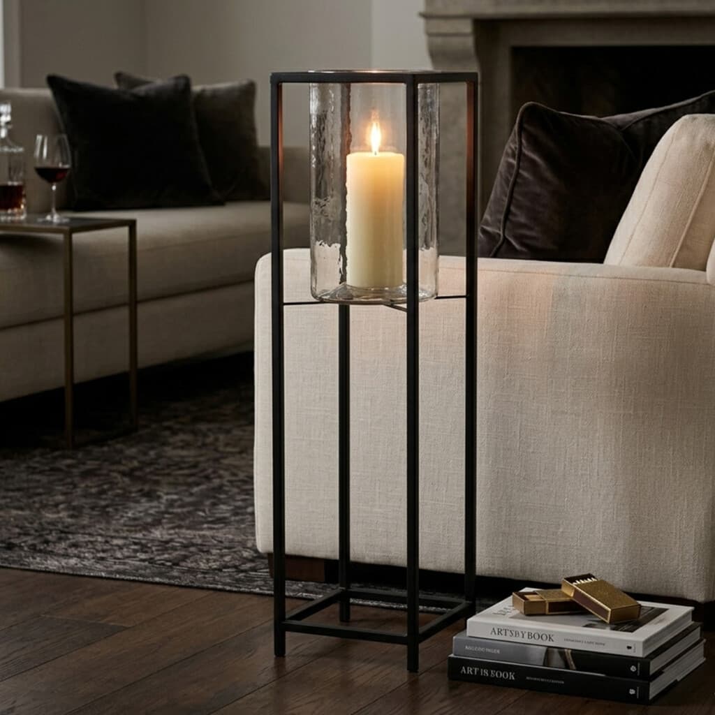 Candelabro Vidrio y Estructura de Metal 76 x 21 cm - 1