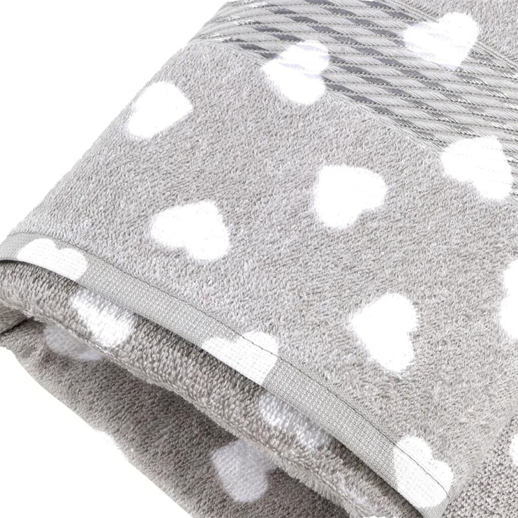 Toalla de Mano Estampada Prisma 100% Algodón 50 x 80 cm - Gris / Corazón Blanco - 3