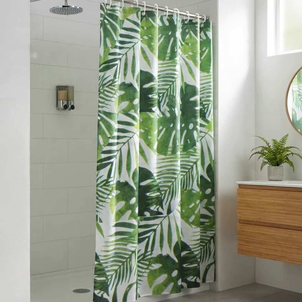 Cortina Baño Bukara con Argollas 180 x 180 cm - 299 HOJAS VERDE - 1