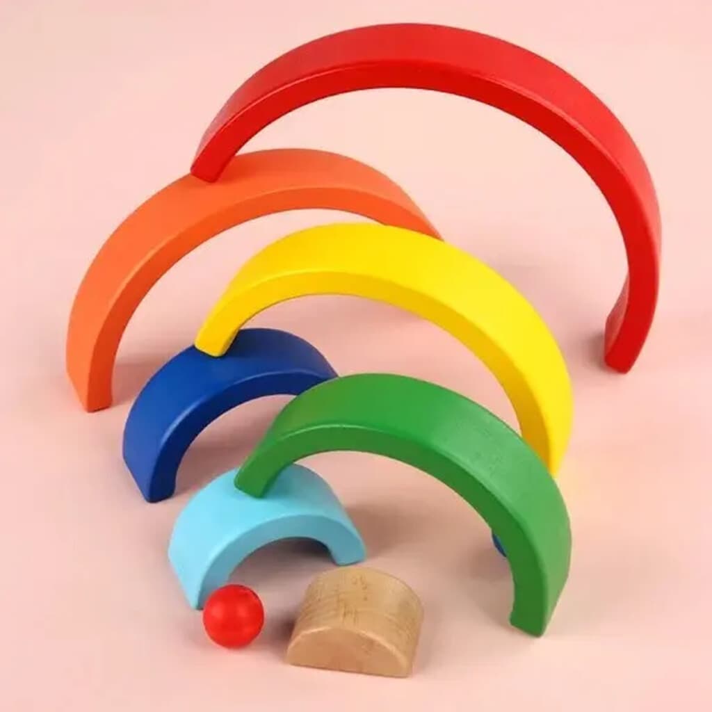 Arcoíris Apilable De Madera 7 Piezas 25 cm