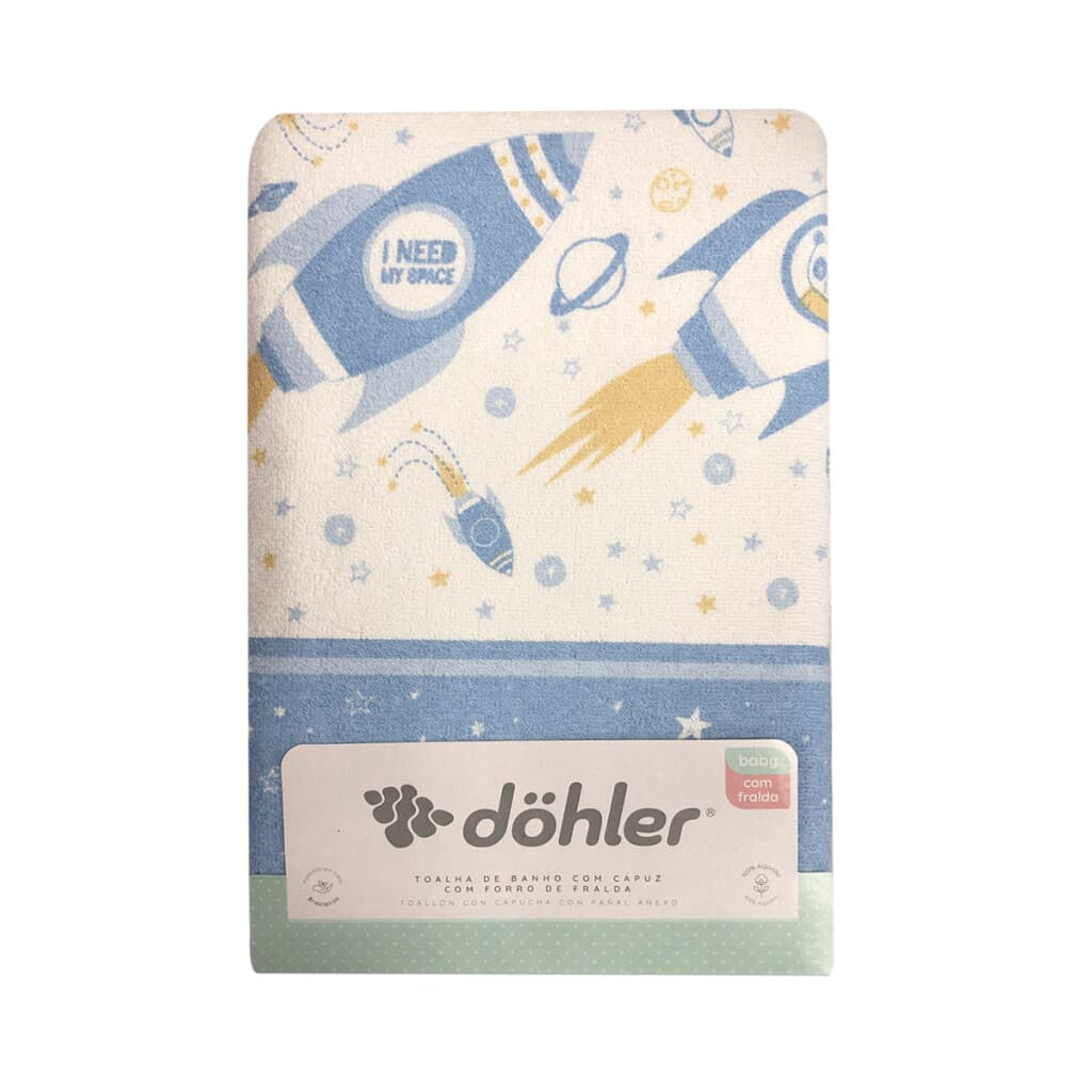 Toalla Con Capucha Bebé Döhler Velour 90 x 70 cm - Cohete - 1