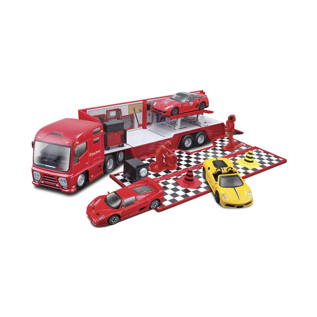 Bburago Camión Transportador de Vehículos Juguete Ferrari Escala 1:43 - 2
