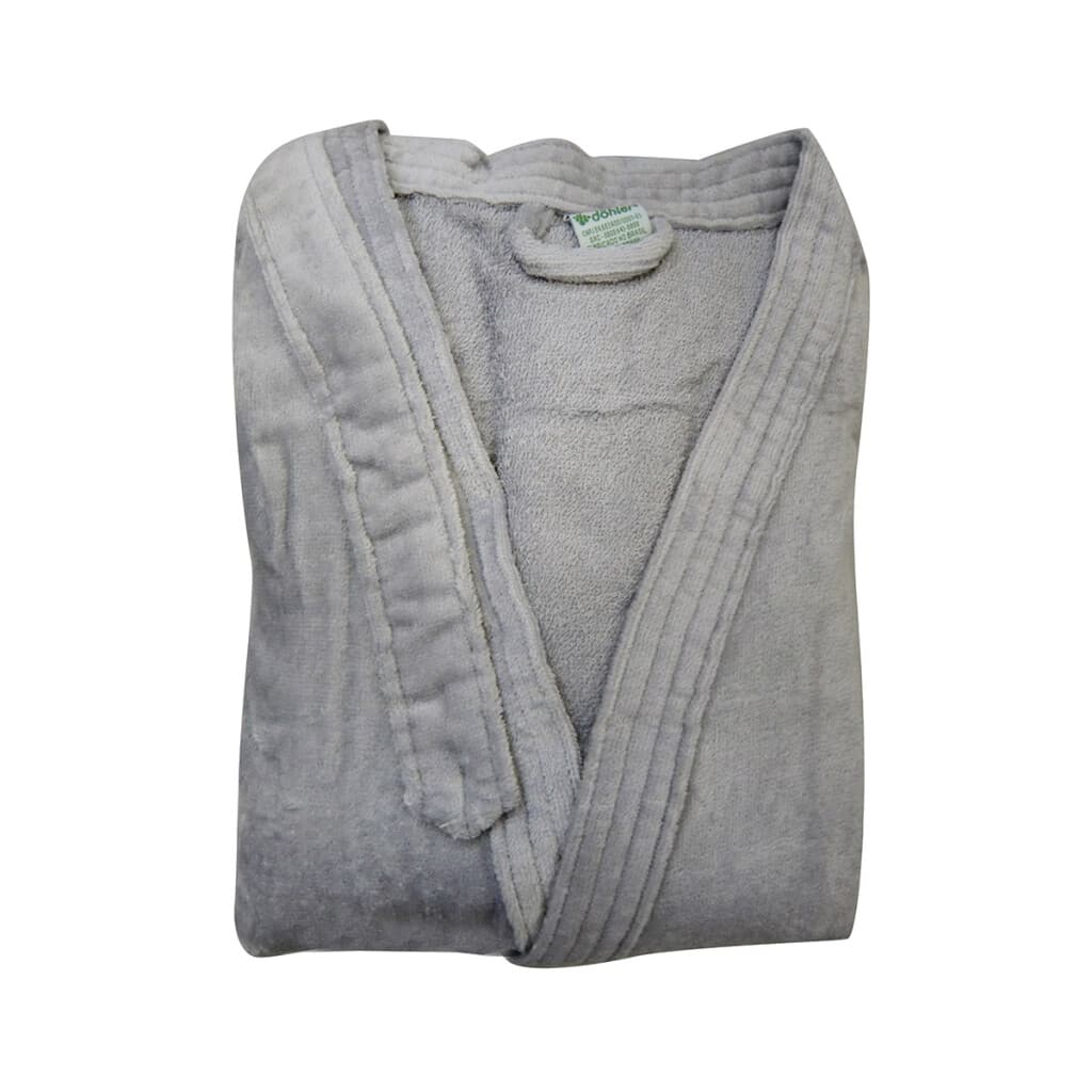 Bata Baño Dohler Velour 100% Algodón Talle P al XXG - GRIS CLARO - G - 3