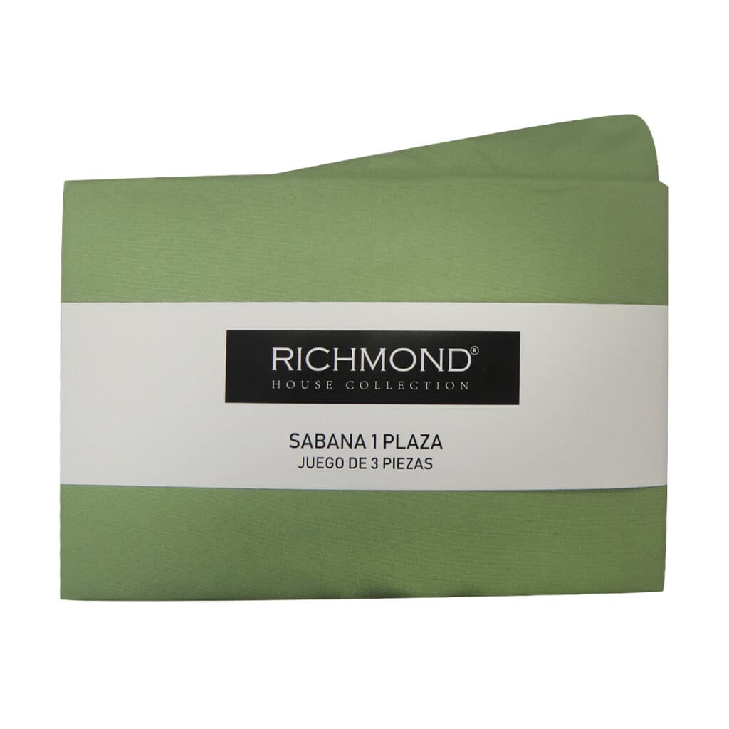Juego Sábanas 1 Plaza y Media Richmond House Lisas 100% Microfibra - VERDE - 2