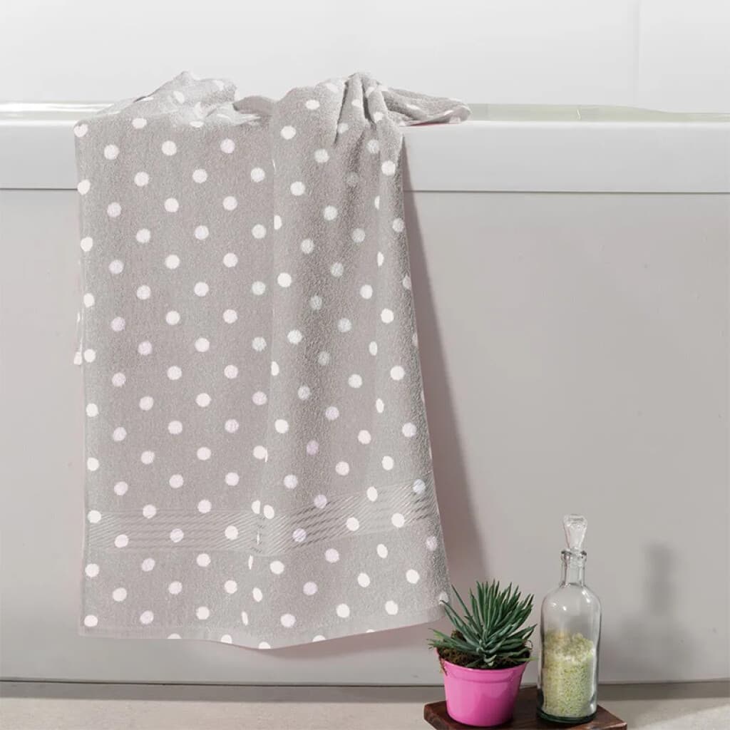 Pack X 2 Toallas Prisma Dohler Estampadas 100% Algodón - Gris / Lunares Blancos - 3