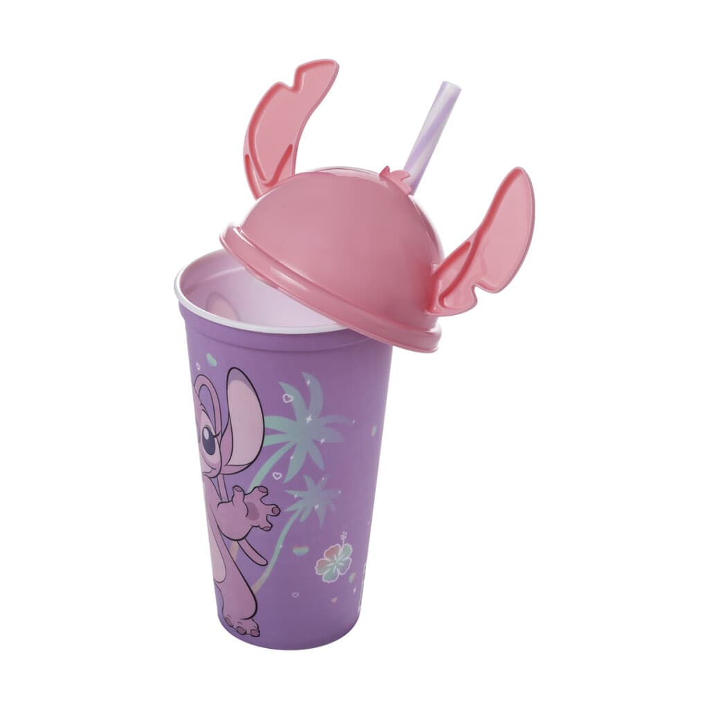 Vaso Plástico Milk Shake con Forma y Pajita Stitch 500 ml - ROSA - 3