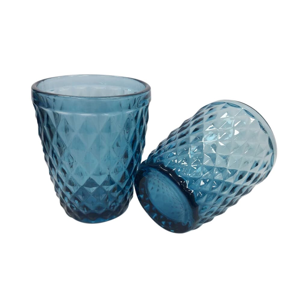 Set x 6 Vasos Vidrio con Relieve 260 ml - AZUL - 1