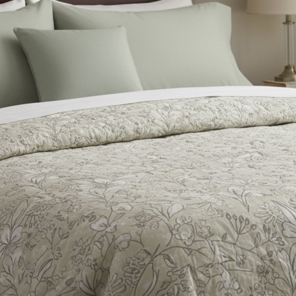 Acolchado Queen Size Terciopelo con Corderito Richmond 220 x 240 cm - VERDE - 1