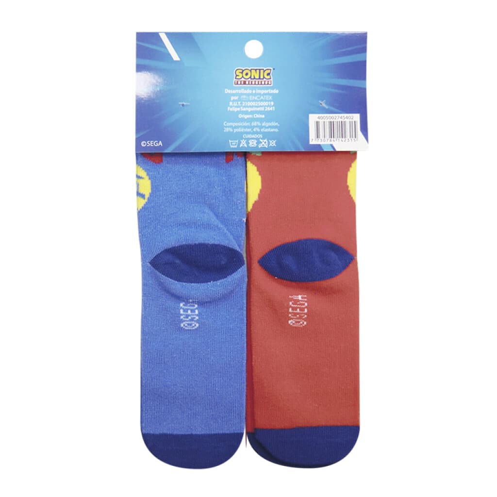 Pack x 2 Medias Infantiles Sonic Talle 19/30 - 23/26 - 2