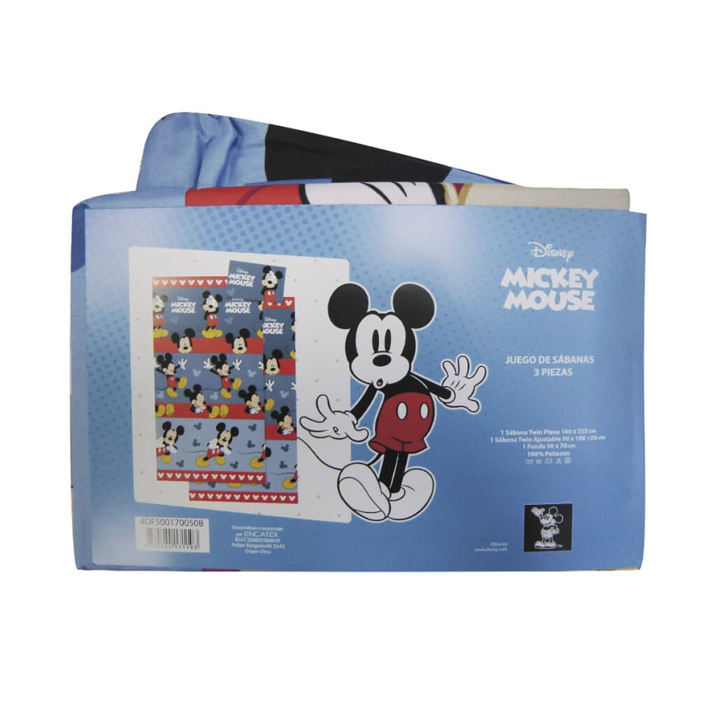 Juego Sábanas Infantiles 1 Plaza 100% Microfibra - Mickey Celeste - 3