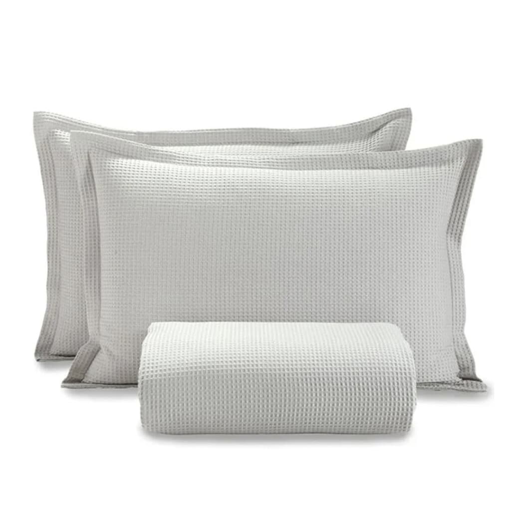 Juego Colcha y Funda Piquet Dohler 2 Plaza 100% Algodón - GRIS PLATA - 3