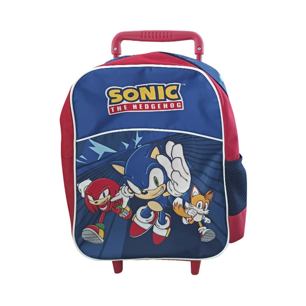 Mochila infantil Sonic con Carro Tafeta Chica 35 x 26 cm - AZUL/ROJO