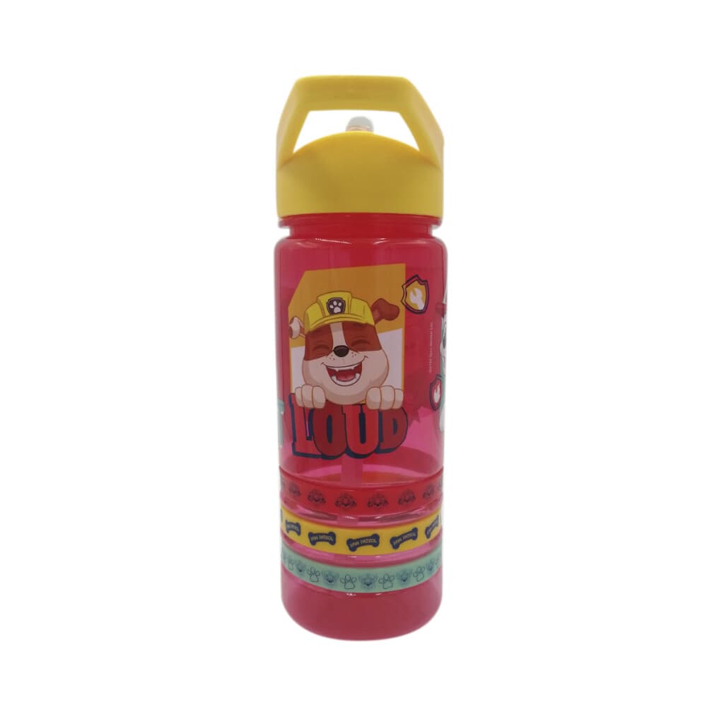 Botella Plástica con Pajita Paw Patrol 500 ml + 3 Pulseras Goma - 3