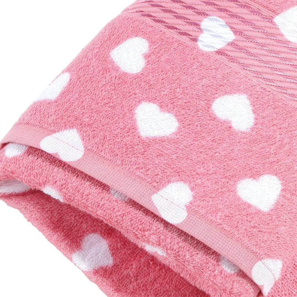 Toalla de Mano Estampada Prisma 100% Algodón 50 x 80 cm - Rosa / Corazón Blanco - 3