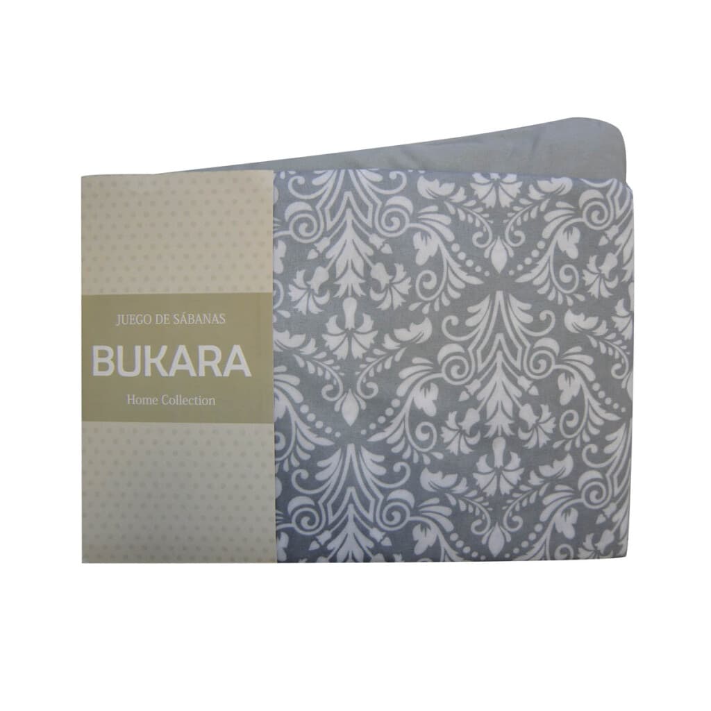 Juego Sábanas 1 Plaza y Media Bukara 100% Microfibra - 255-2 ARABESCO GRIS - 2