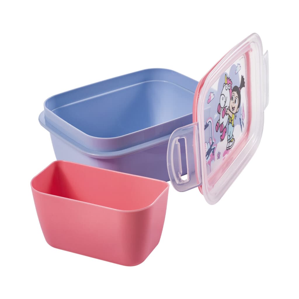 Pote Plástico Minions Con Traba y División 630 ml - LILA - 2