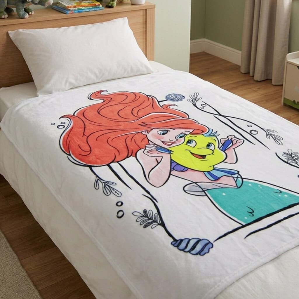 Frazada Coral Infantil La Sirenita 127 x 152 cm - BLANCO - 1