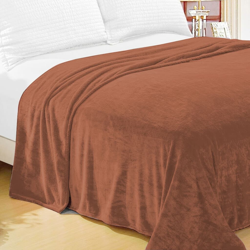 Frazada Flannel King Size Home Class 240 x 260 cm - TERRACOTA - 1