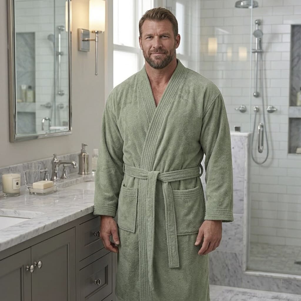 Bata Baño Dohler Velour 100% Algodón Talle P al XXG - VERDE - 1