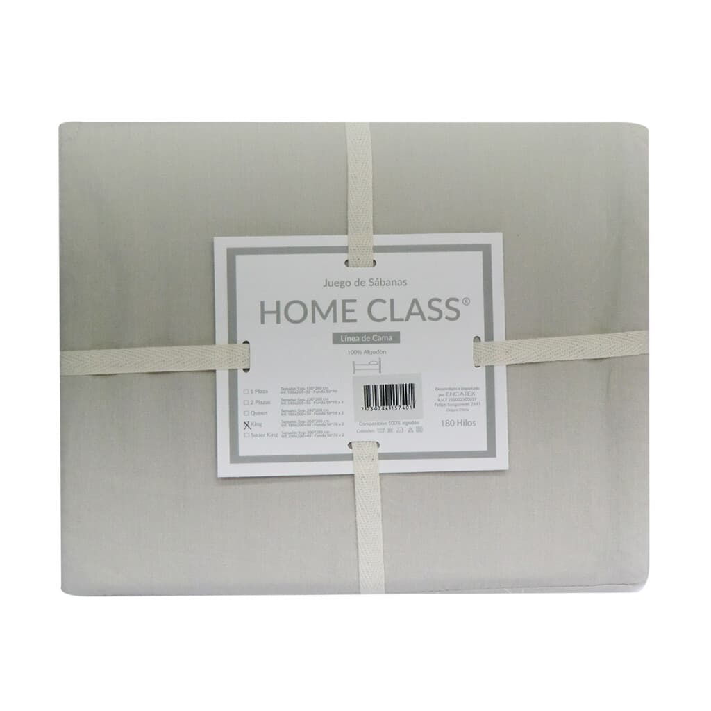 Juego Sábanas King Size Home Class Lisas 180 Hilos 100% Algodón - BEIGE - 2
