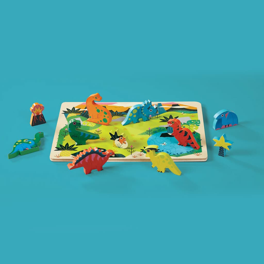 Puzzle Madera Crocodile Creek 16 Piezas con Base - Dinosaurios - 3