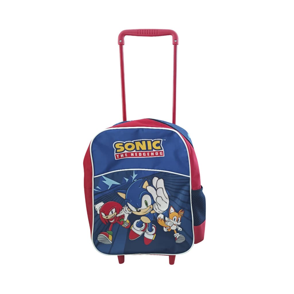Mochila infantil Sonic con Carro Tafeta Chica 35 x 26 cm - AZUL/ROJO