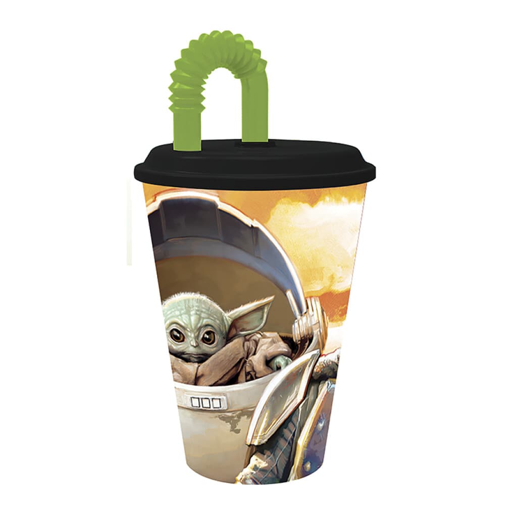 Vaso Plástico Easy The Mandalorian con Pajita Retráctil 430 ml - 1